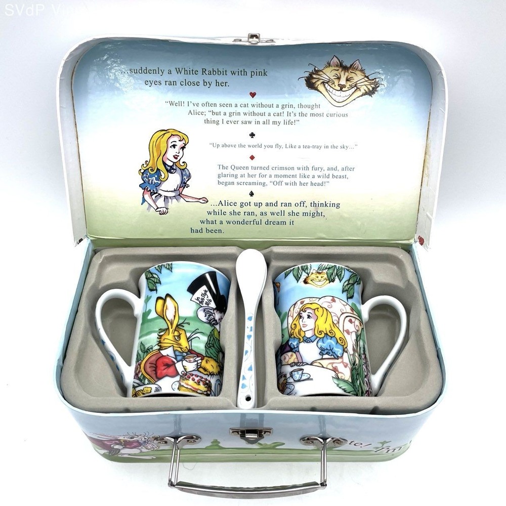 Cardew Design Alice in Wonderland Mugs & Spoons Gift Set Case Collectable